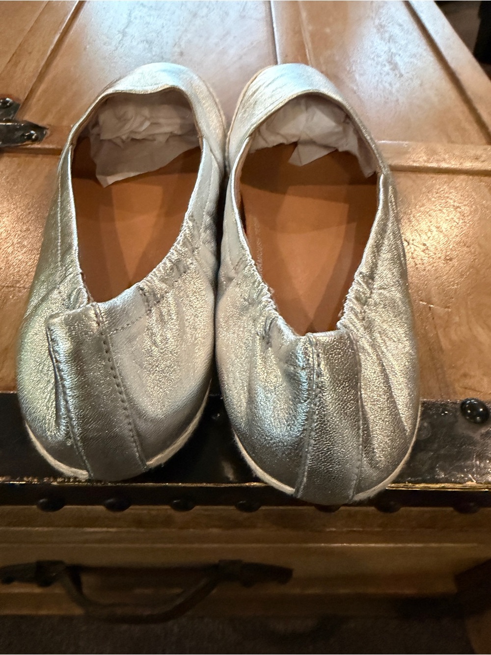 Women's Metallic Silver Slip-On Espadrille Flats - Picture 5 of 9